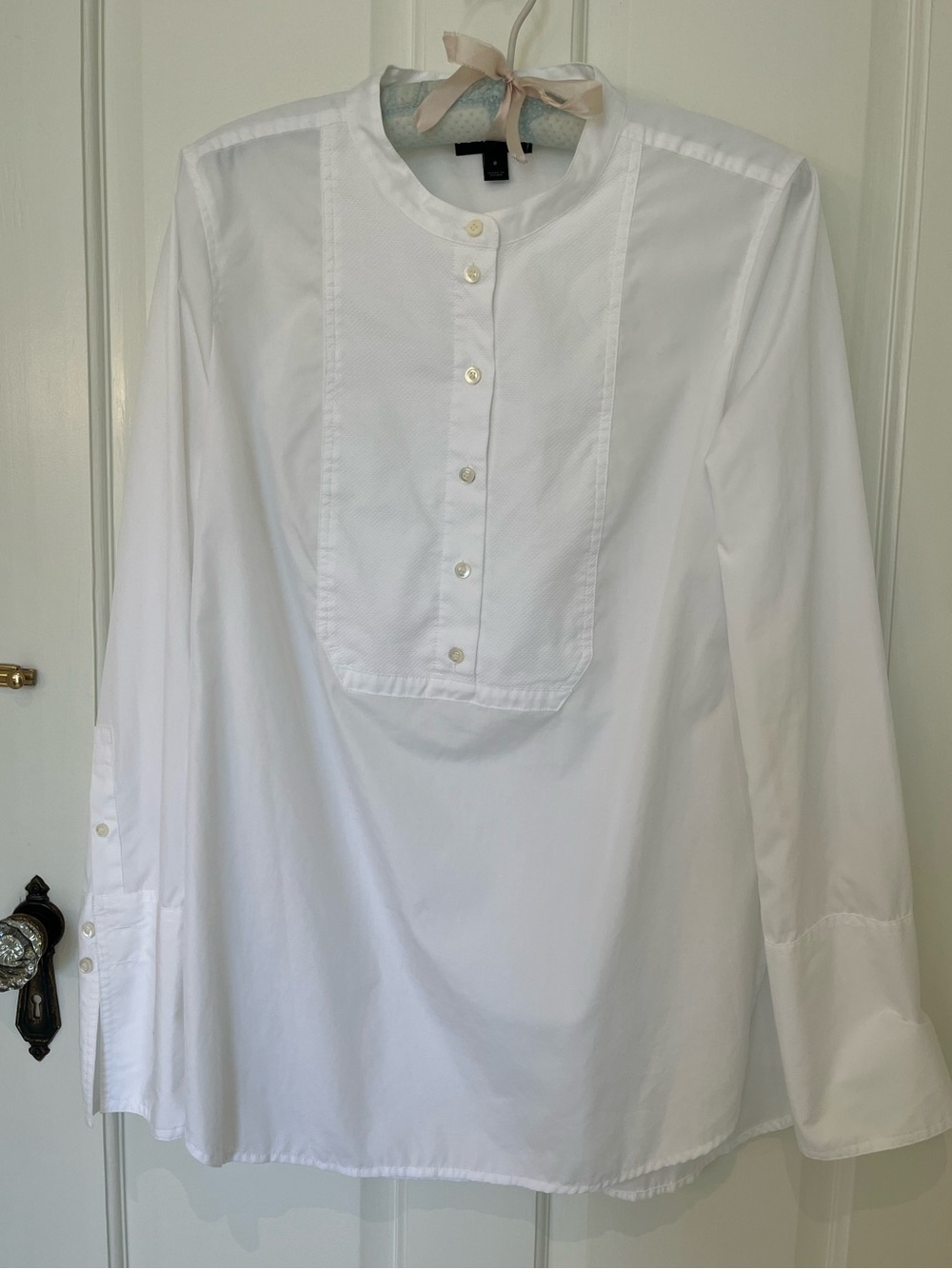 J. Crew classic white cotton tuxedo tunic popover. Excellent condition. Size 8